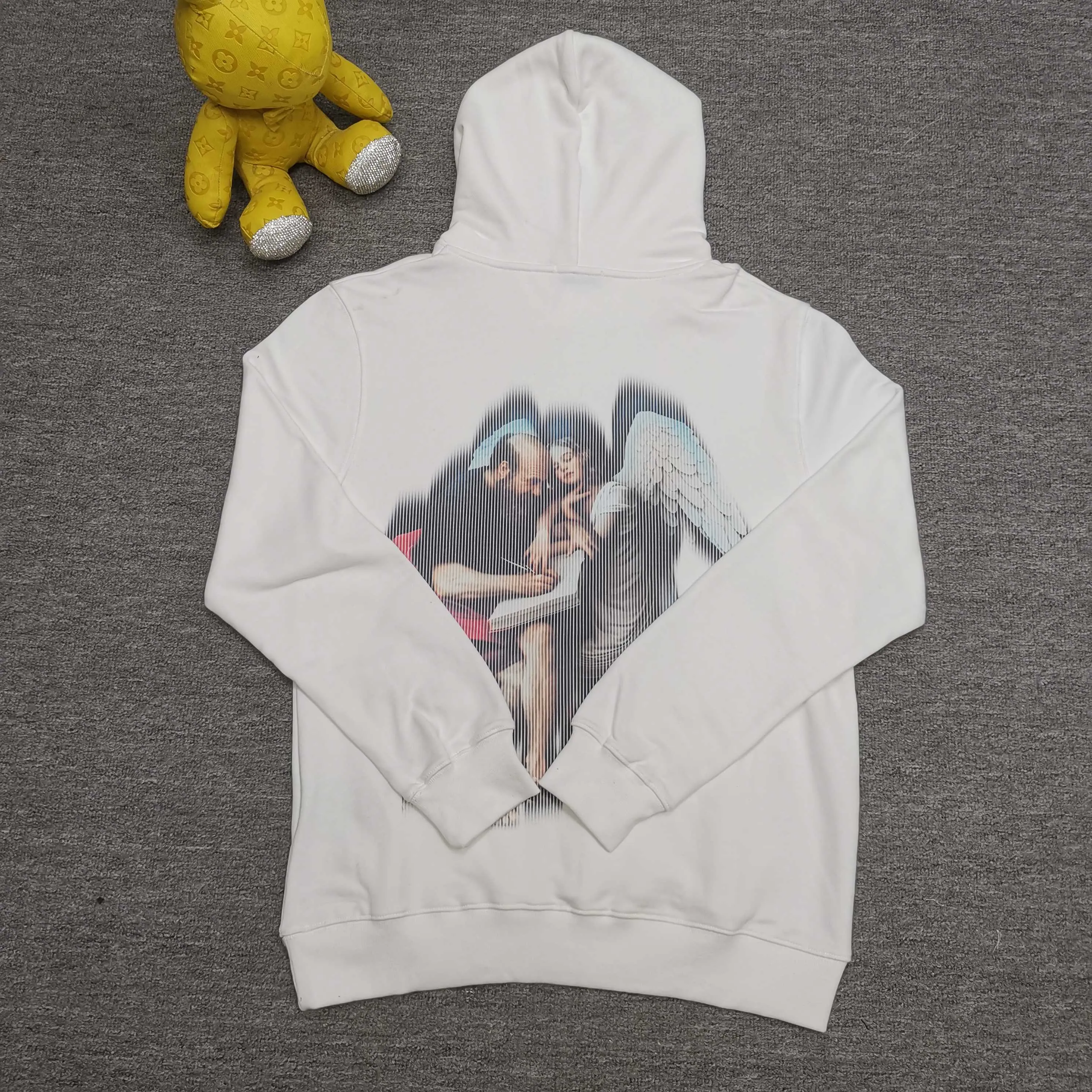 off white 25ss new portrait oil painting 460g washable hooded sweatshirt color. Black White Size: S M L XL P410